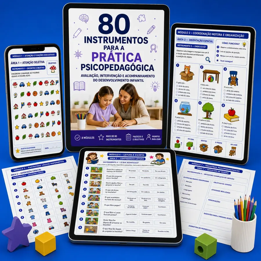 Kit Profissional Completo — 80 instrumentos psicopedagógicos